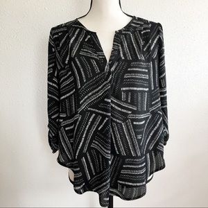 2 for $10 LUSH black 3/4 sleeves high low blouse S